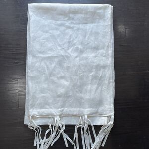 Pottery Barn Kids Sheer Panels (2) Ivory Tie Top 100% Linen Curtains 44" x 63"